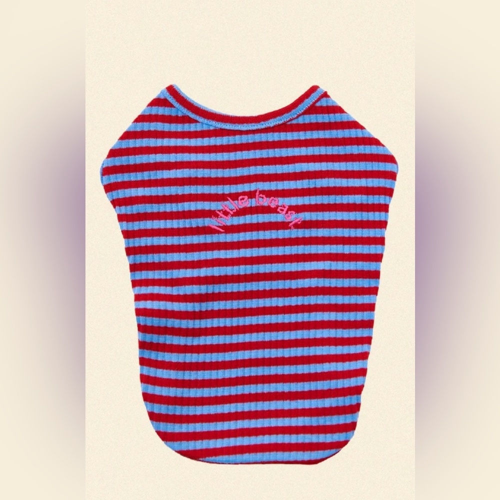 NWT little beast Striped BFF Sleeveless Dog Shirt-Size XL-Red/Blue Stripes
